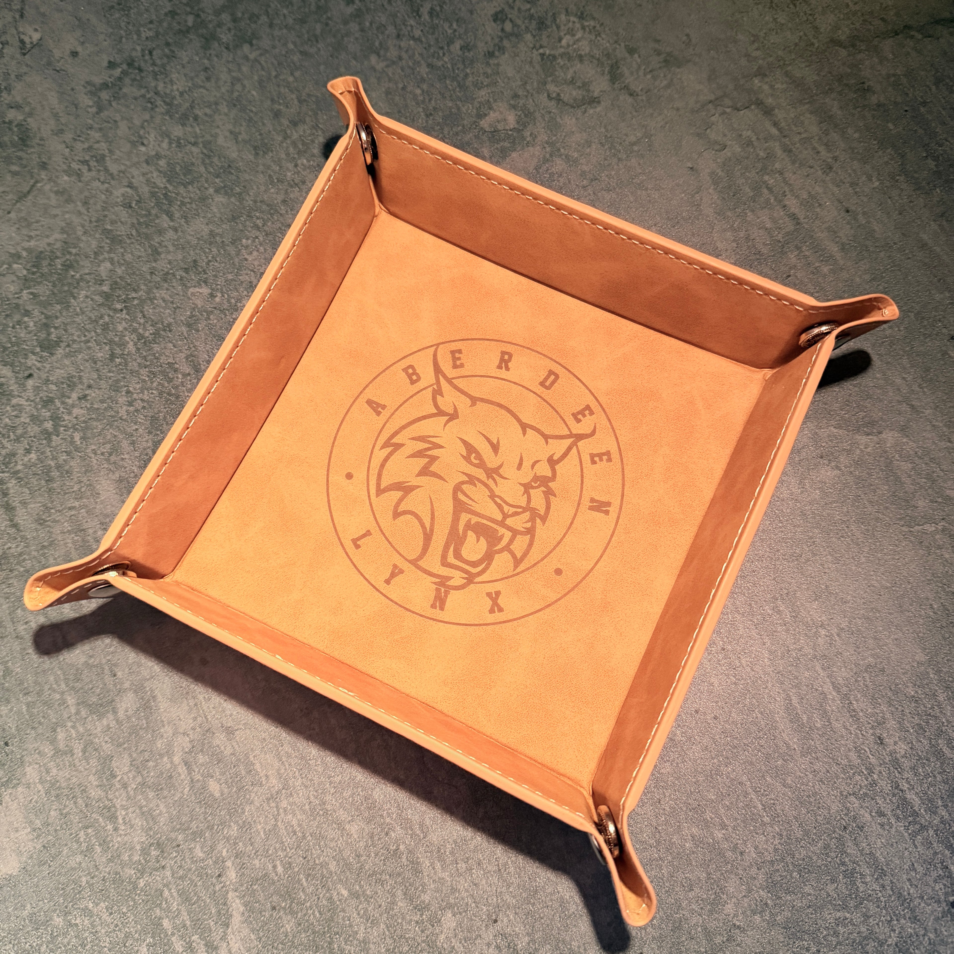 Leather Storage Tray – Engraved Lynx Logo